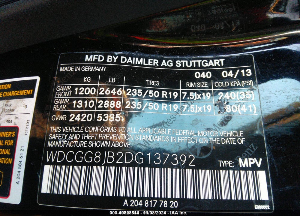 2013 MERCEDES-BENZ GLK 350 4MATIC VIN: WDCGG8JB2DG137392