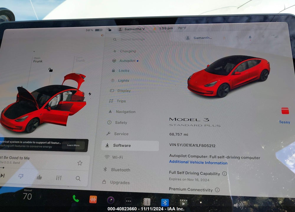 2020 TESLA MODEL 3 STANDARD RANGE PLUS REAR-WHEEL DRIVE/STANDARD RANGE REAR-WHEEL DRIVE VIN: 5YJ3E1EA1LF805212