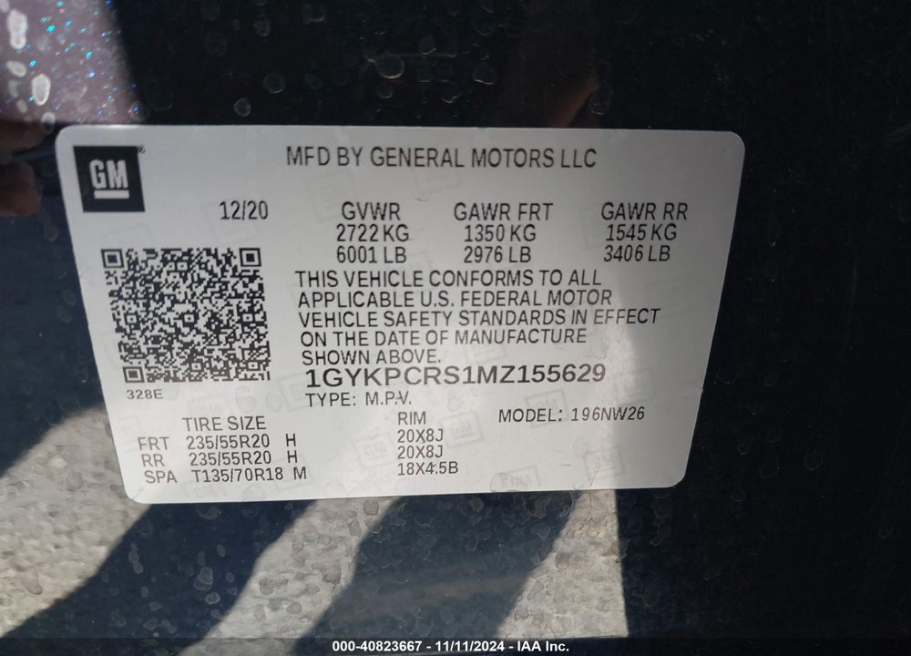 2021 CADILLAC XT6 PREMIUM LUXURY VIN: 1GYKPCRS1MZ155629