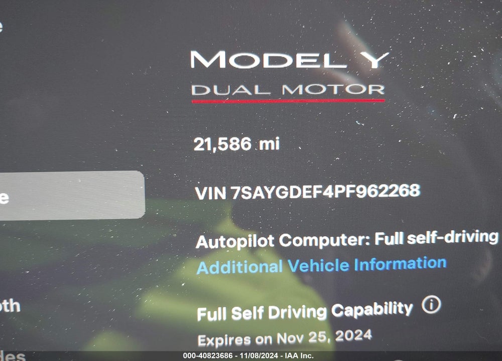2023 TESLA MODEL Y PERFORMANCE DUAL MOTOR ALL-WHEEL DRIVE VIN: 7SAYGDEF4PF962268