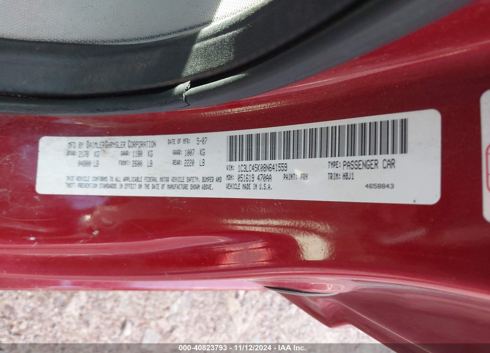 2008 CHRYSLER SEBRING LX VIN: 1C3LC45K08N641559
