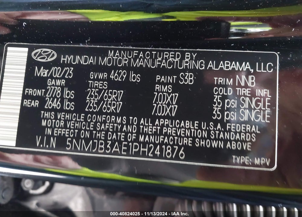 2023 HYUNDAI TUCSON SEL VIN: 5NMJB3AE1PH241876