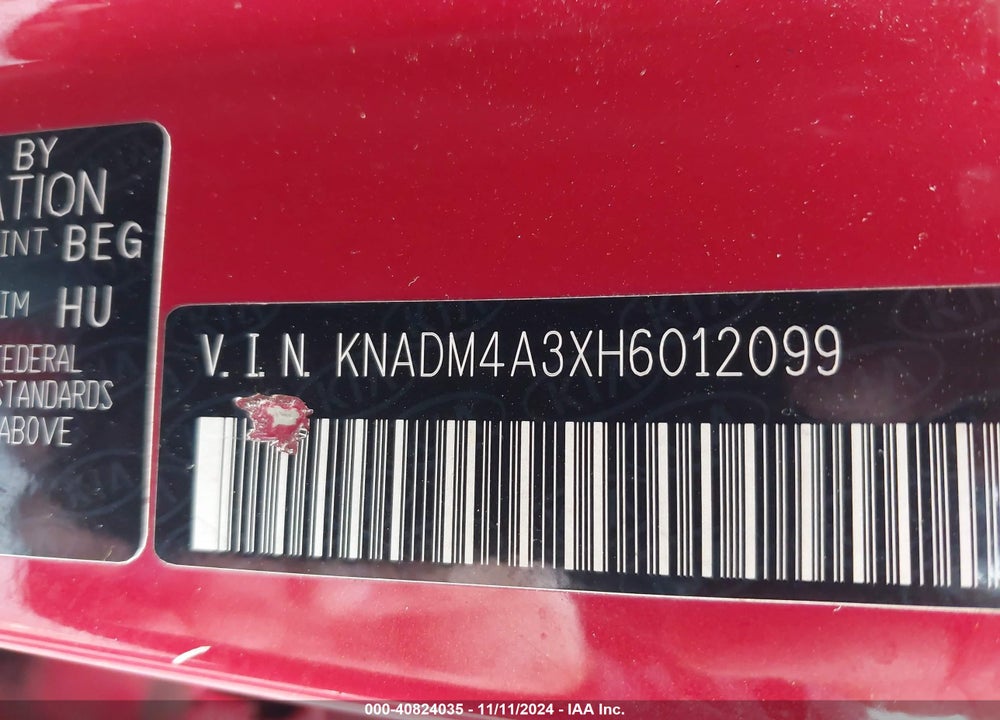 2017 KIA RIO VIN: KNADM4A3XH6012099