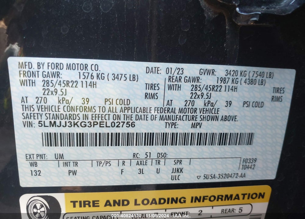 2023 LINCOLN NAVIGATOR RESERVE L VIN: 5LMJJ3KG3PEL02756