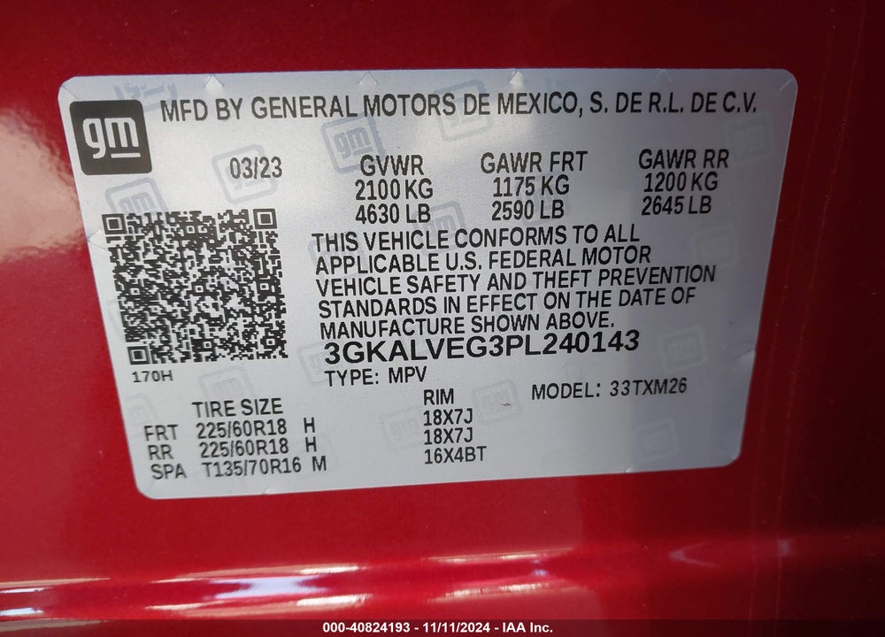 2023 GMC TERRAIN AWD SLT VIN: 3GKALVEG3PL240143