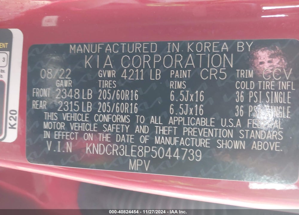 2023 KIA NIRO EX VIN: KNDCR3LE8P5044739