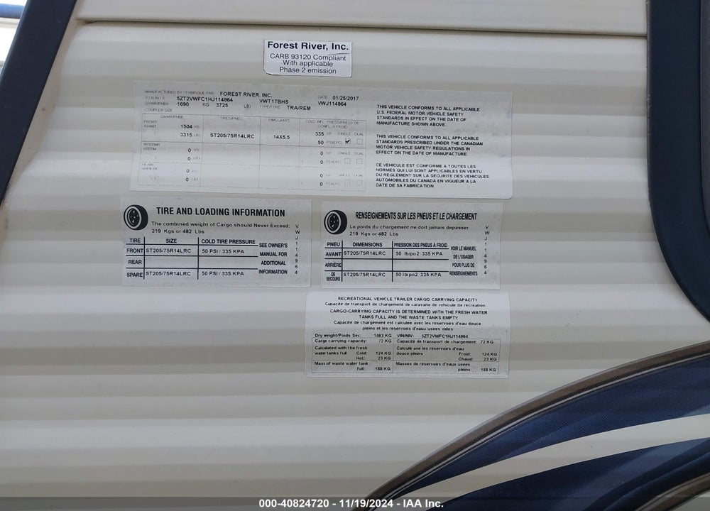 2017 COACHMEN VIKING VIN: 5ZT2VWFC1HJ114964