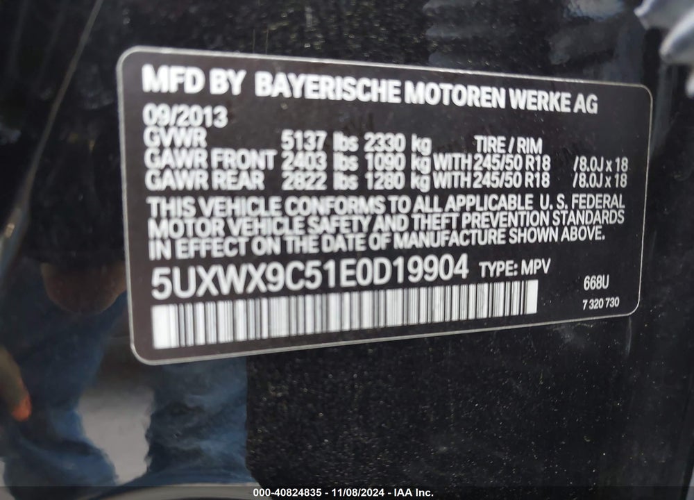 2014 BMW X3 XDRIVE28I VIN: 5UXWX9C51E0D19904