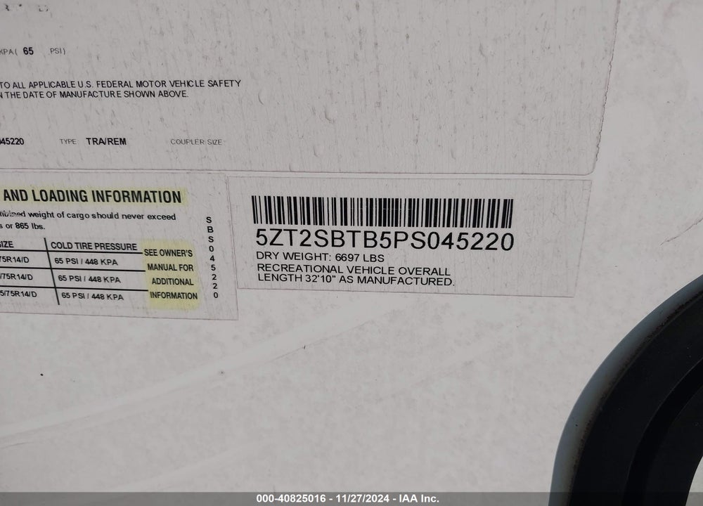 2023 COACHMEN OTHER VIN: 5ZT2SBTB5PS045220