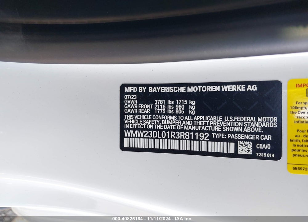 2024 MINI CONVERTIBLE COOPER VIN: WMW23DL01R3R81192