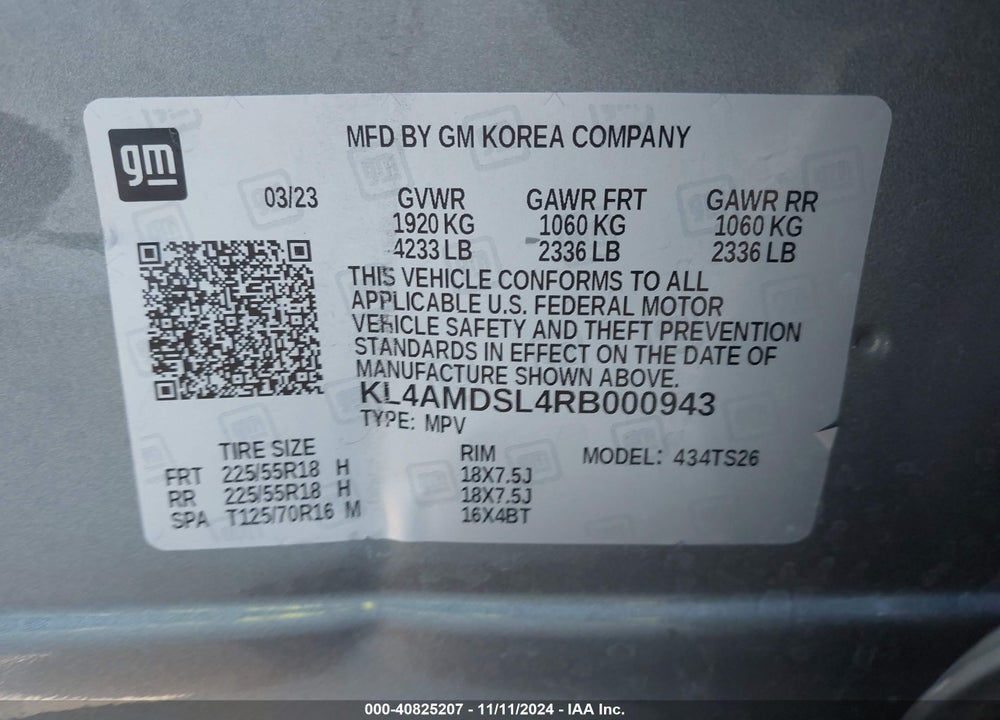2024 BUICK ENCORE GX SPORT TOURING FWD VIN: KL4AMDSL4RB000943