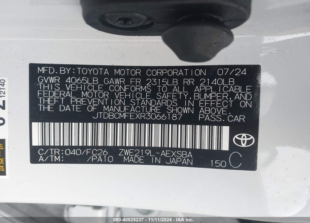 2024 TOYOTA COROLLA HYBRID SE VIN: JTDBCMFEXR3066187