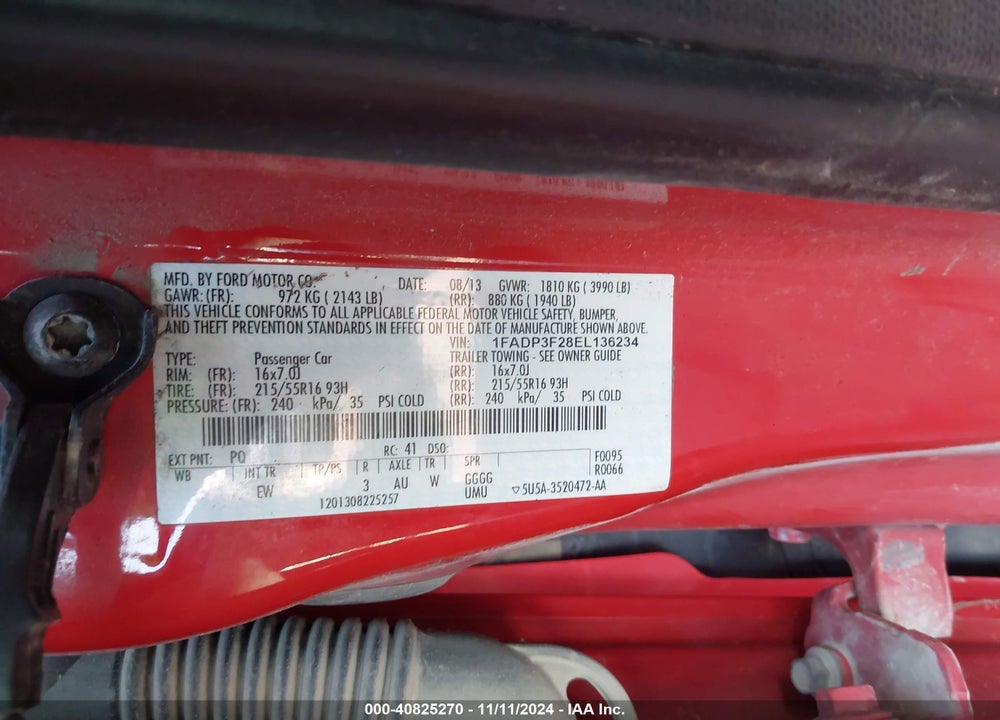 2014 FORD FOCUS SE VIN: 1FADP3F28EL136234