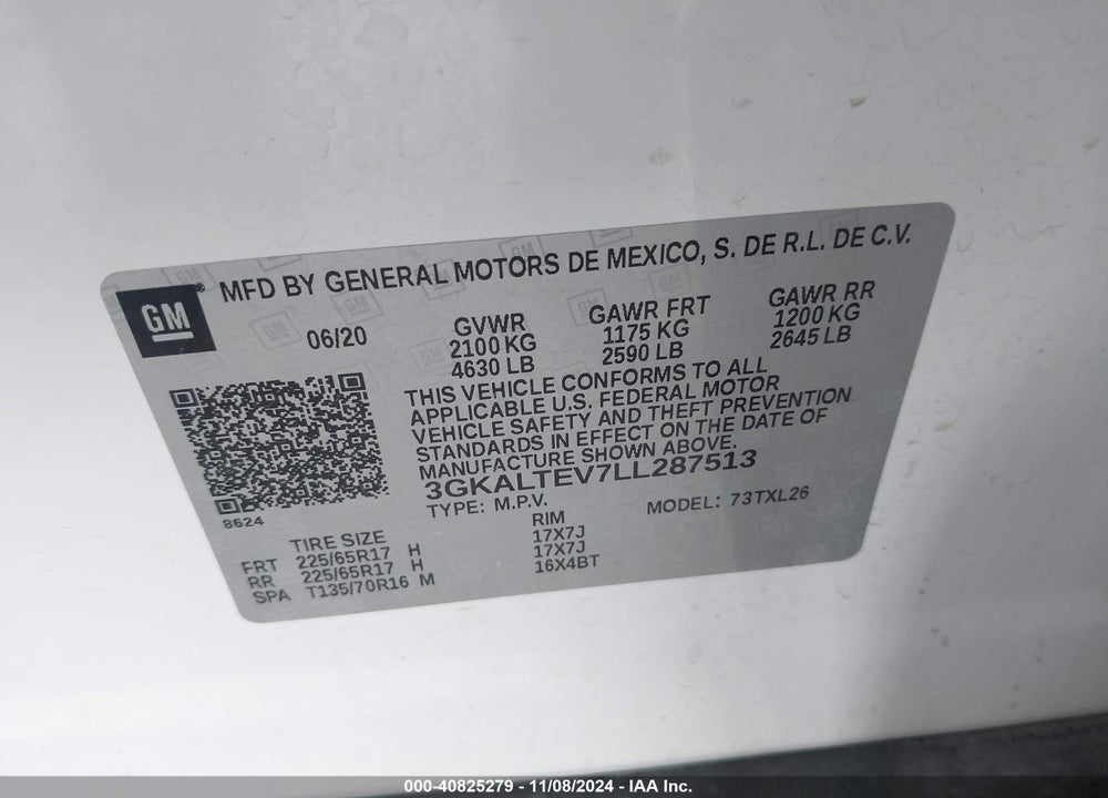 2020 GMC TERRAIN AWD SLE VIN: 3GKALTEV7LL287513