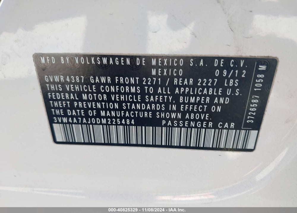 2013 VOLKSWAGEN GLI AUTOBAHN W/NAV VIN: 3VW4A7AJ0DM225484