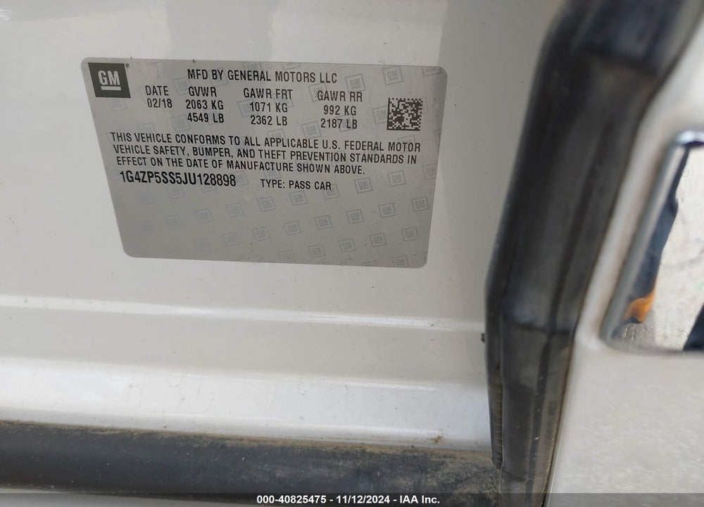2018 BUICK LACROSSE ESSENCE VIN: 1G4ZP5SS5JU128898