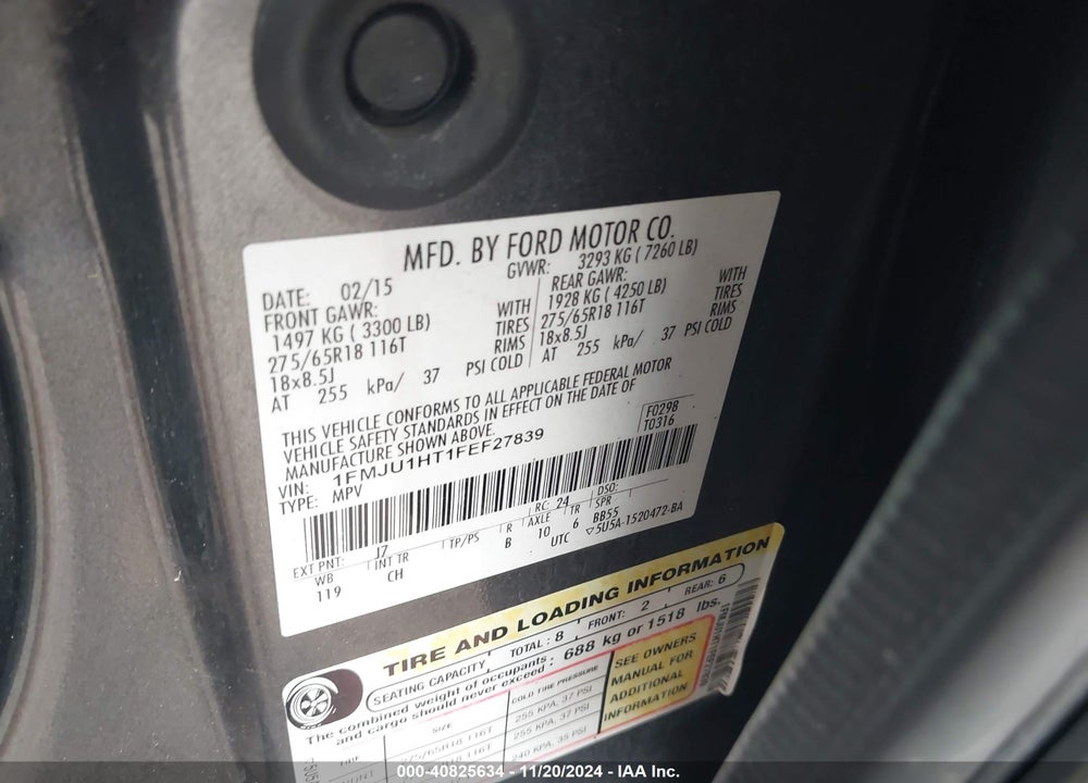 2015 FORD EXPEDITION XLT VIN: 1FMJU1HT1FEF27839