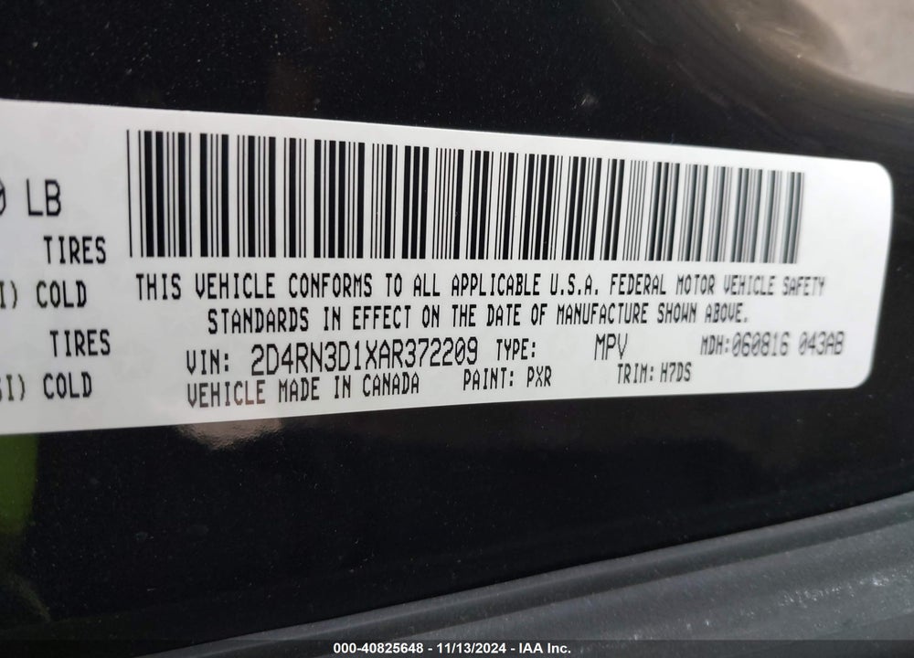 2010 DODGE GRAND CARAVAN HERO VIN: 2D4RN3D1XAR372209