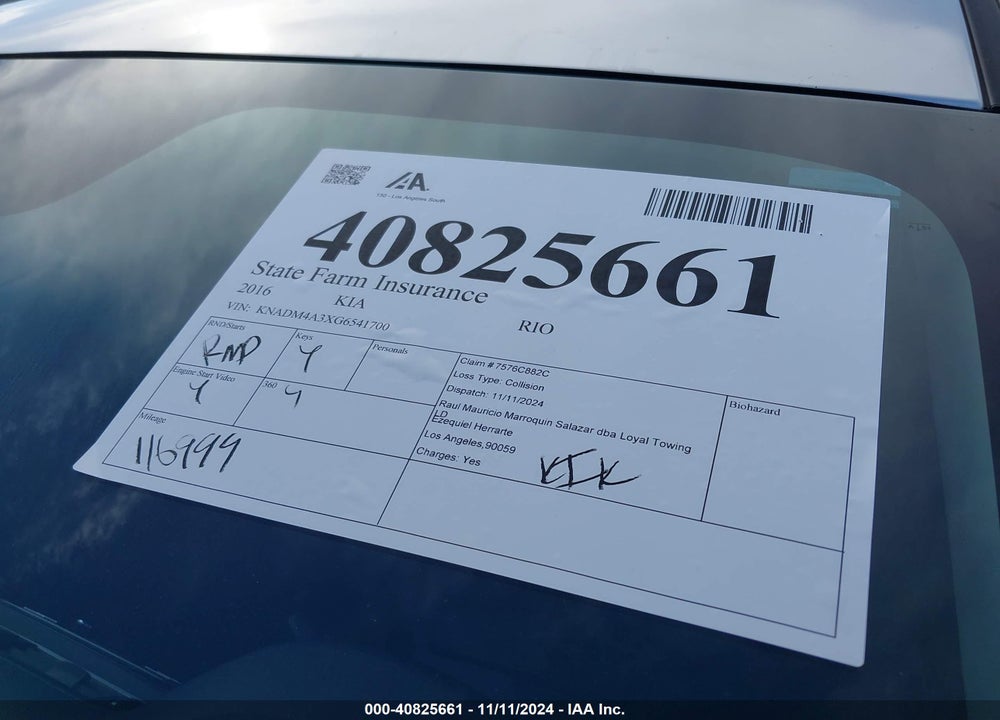 2016 KIA RIO LX VIN: KNADM4A3XG6541700