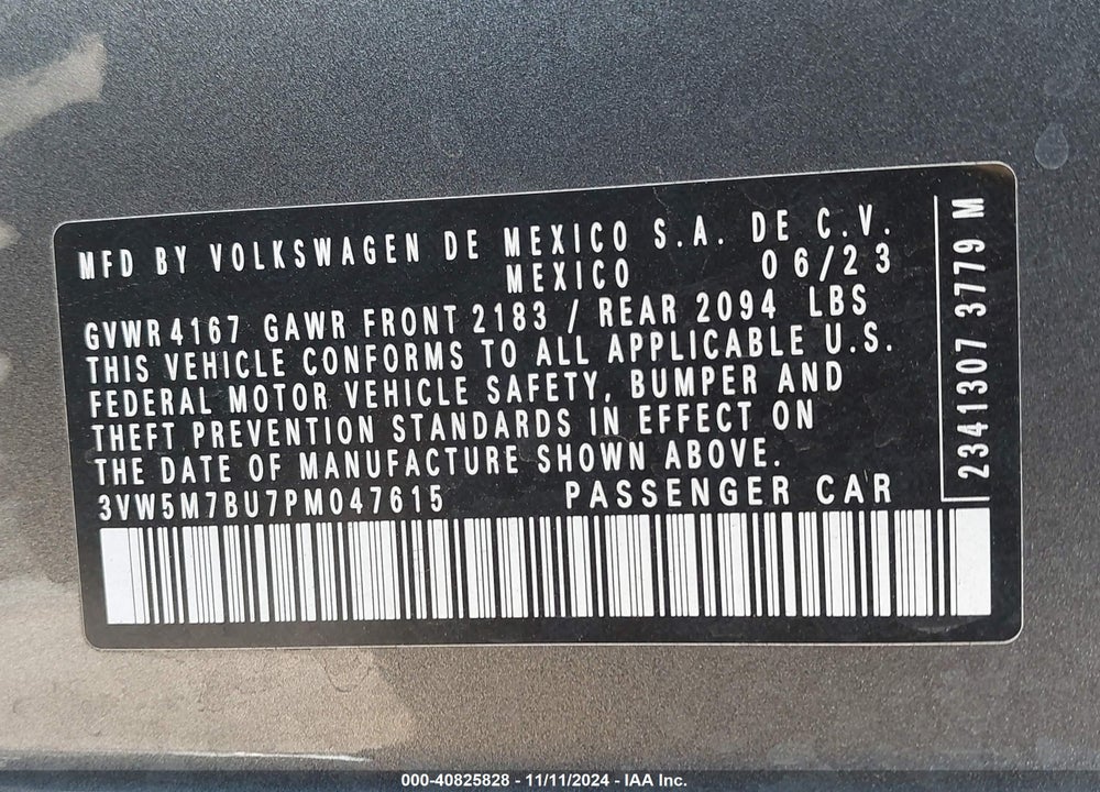 2023 VOLKSWAGEN JETTA 1.5T S VIN: 3VW5M7BU7PM047615