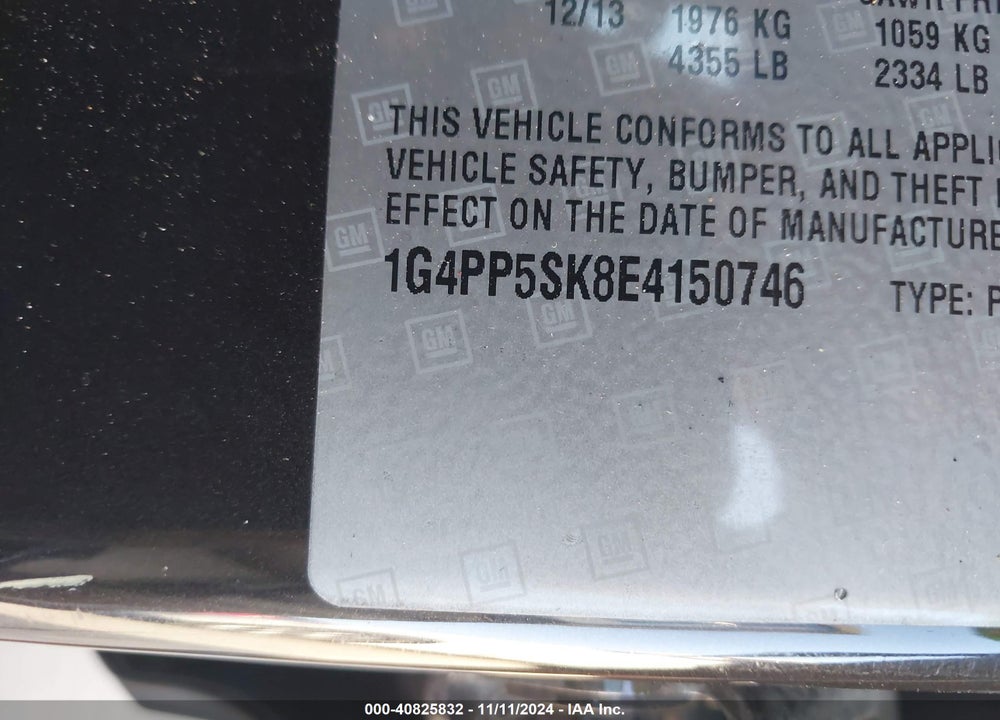 2014 BUICK VERANO VIN: 1G4PP5SK8E4150746
