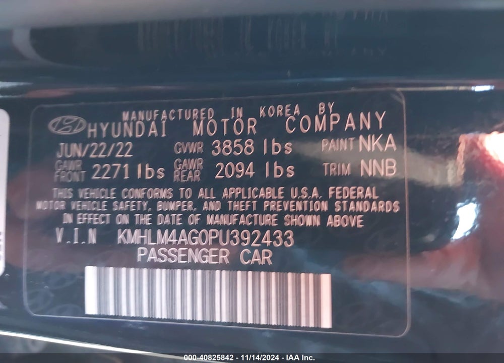 2023 HYUNDAI ELANTRA SEL VIN: KMHLM4AG0PU392433
