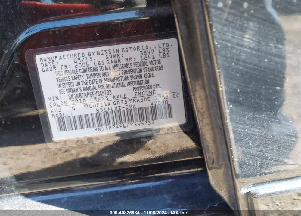 2015 NISSAN SENTRA SR VIN: 3N1AB7AP6FY345733