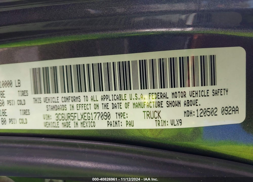 2014 RAM 2500 LAIE VIN: 3C6UR5FLXEG177090