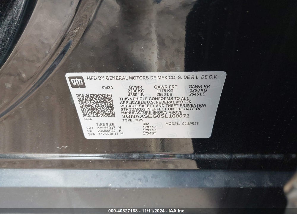 2025 CHEVROLET EQUINOX VIN: 3GNAXSEG0SL160071