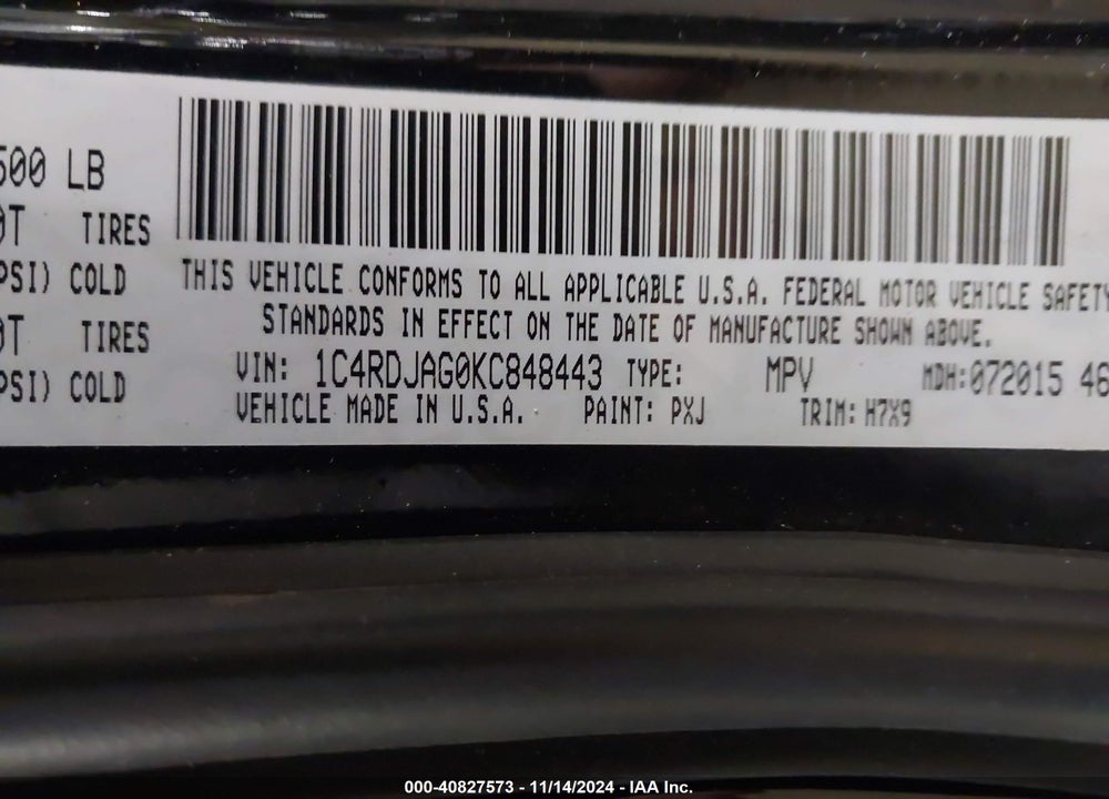 2019 DODGE DURANGO SXT AWD VIN: 1C4RDJAG0KC848443