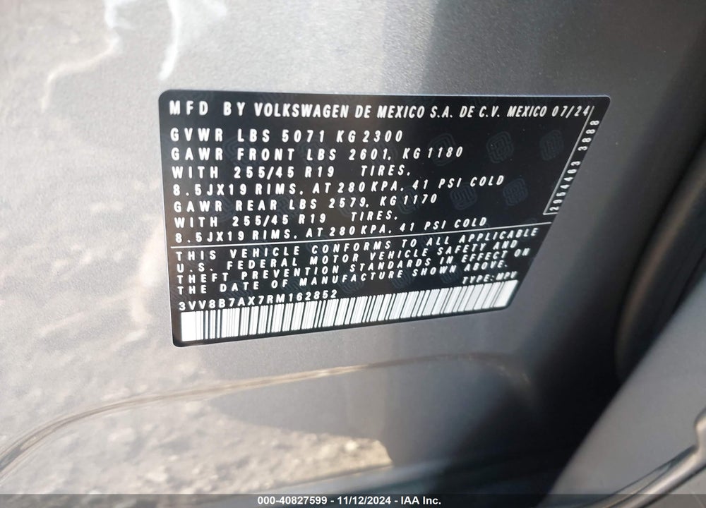 2024 VOLKSWAGEN TIGUAN 2.0T SE R-LINE BLACK VIN: 3VV8B7AX7RM162852