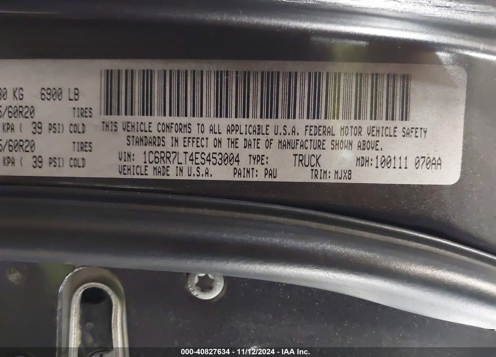 2014 RAM 1500 BIG HORN VIN: 1C6RR7LT4ES453004