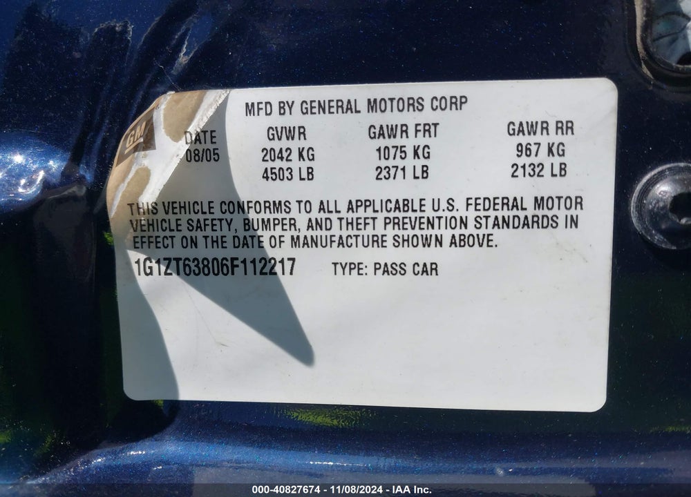 2006 CHEVROLET MALIBU MAXX LT VIN: 1G1ZT63806F112217