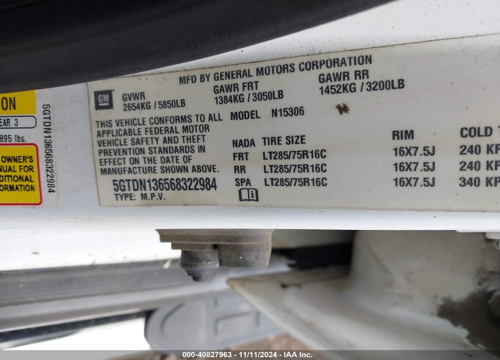 2006 HUMMER H3 SUV VIN: 5GTDN136568322984