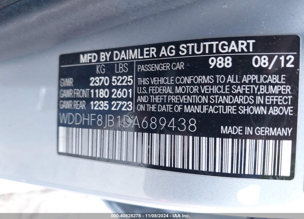 2013 MERCEDES-BENZ E 350 4MATIC VIN: WDDHF8JB1DA689438
