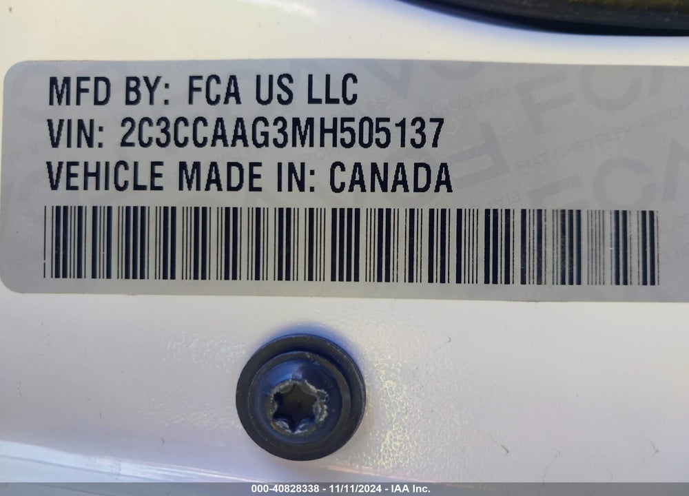 2021 CHRYSLER 300 VIN: 2C3CCAAG3MH505137