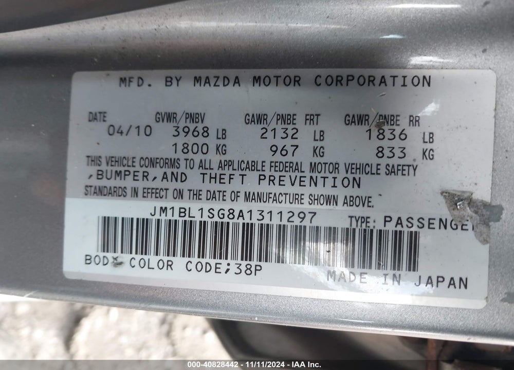 2010 MAZDA 3 I SPORT VIN: JM1BL1SG8A1311297