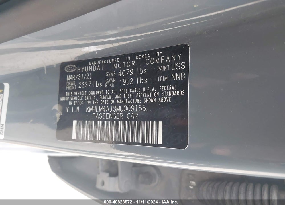 2021 HYUNDAI ELANTRA HYBRID BLUE VIN: KMHLM4AJ3MU009155