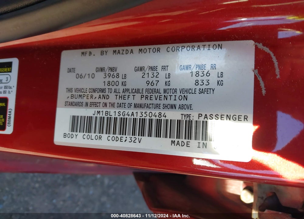 2010 MAZDA 3 I TOURING VIN: JM1BL1SG4A1350484