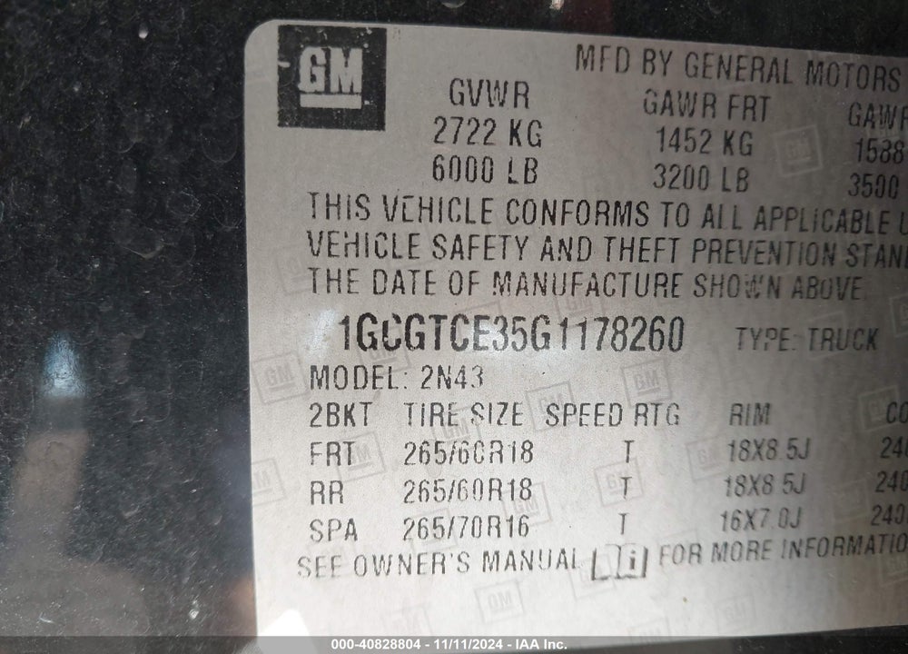 2016 CHEVROLET COLORADO LT VIN: 1GCGTCE35G1178260