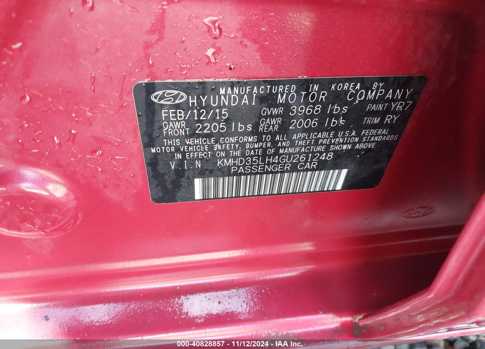 2016 HYUNDAI ELANTRA GT VIN: KMHD35LH4GU261248