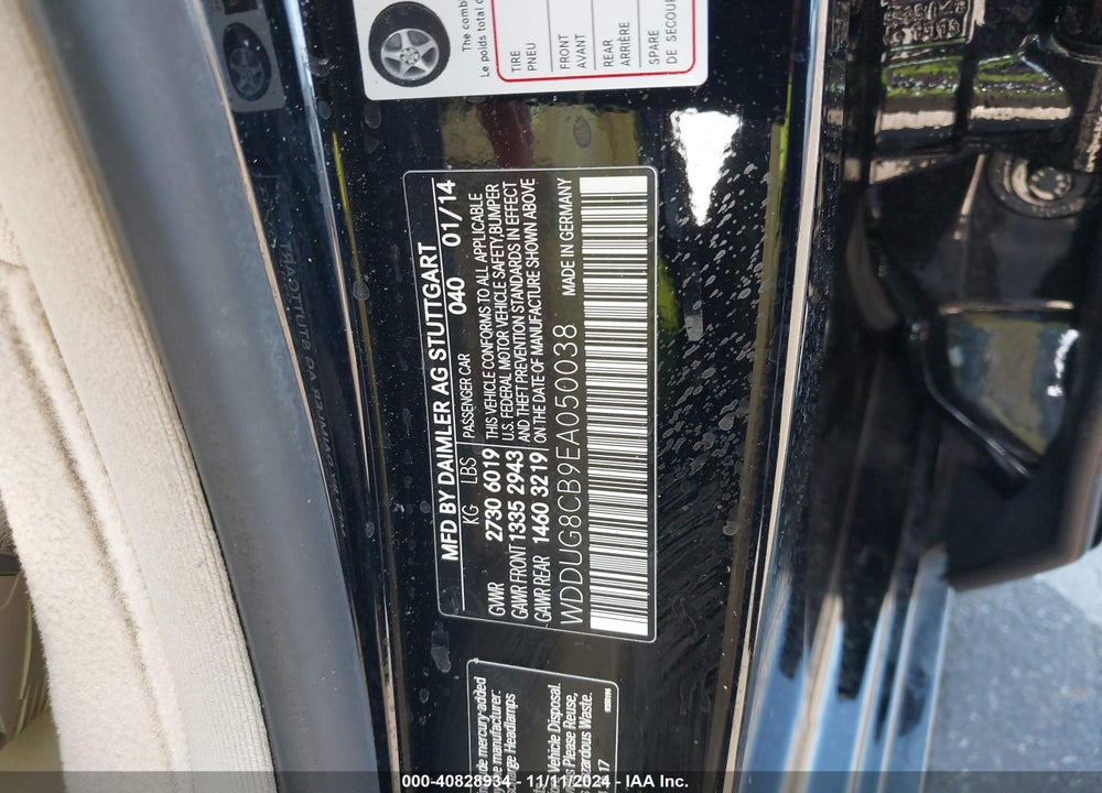 2014 MERCEDES-BENZ S 550 VIN: WDDUG8CB9EA050038