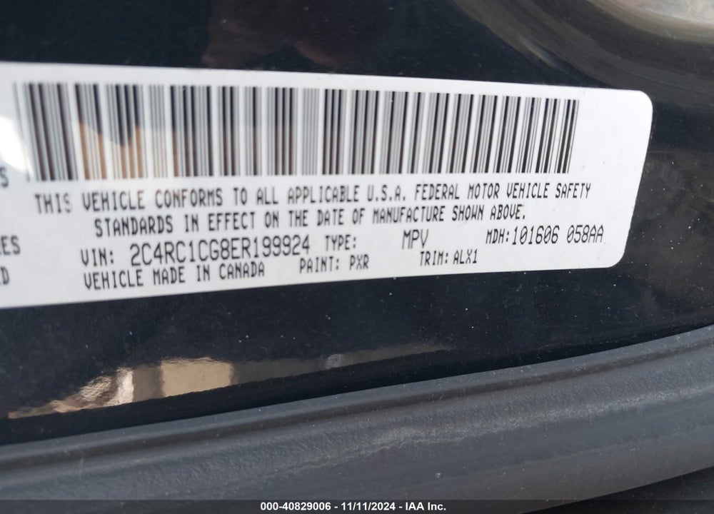 2014 CHRYSLER TOWN & COUNTRY TOURING-L VIN: 2C4RC1CG8ER199924