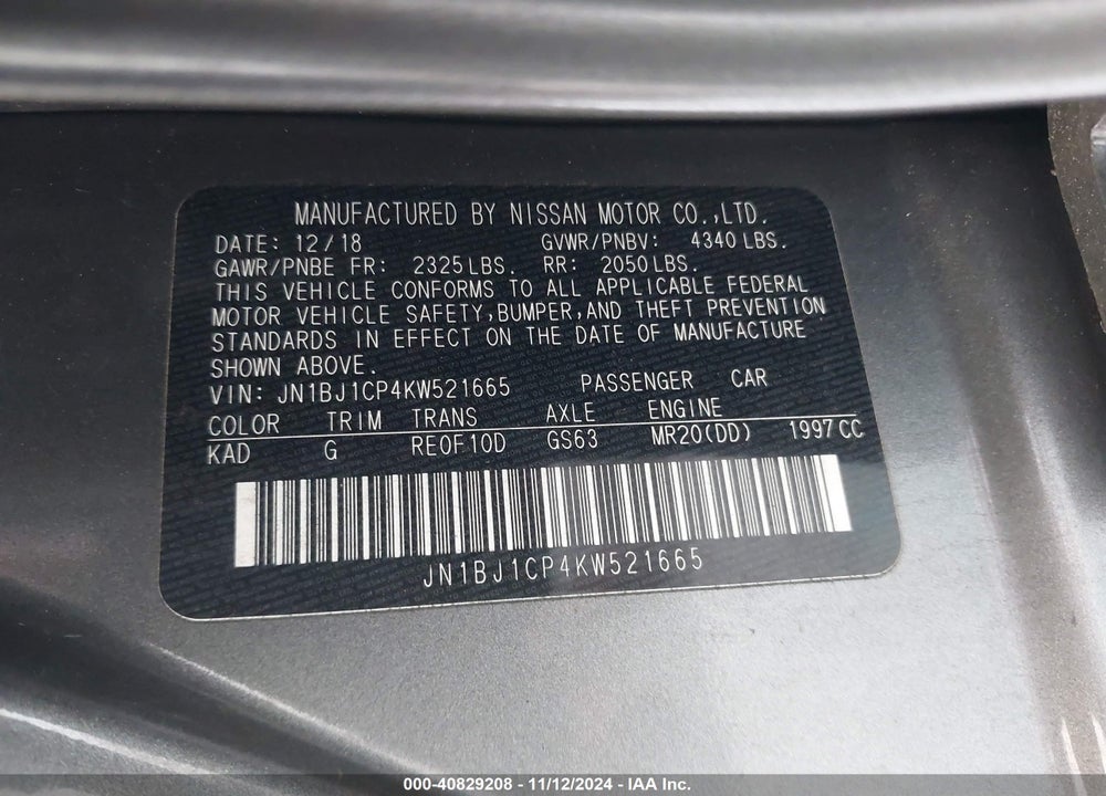 2019 NISSAN ROGUE SPORT SL VIN: JN1BJ1CP4KW521665