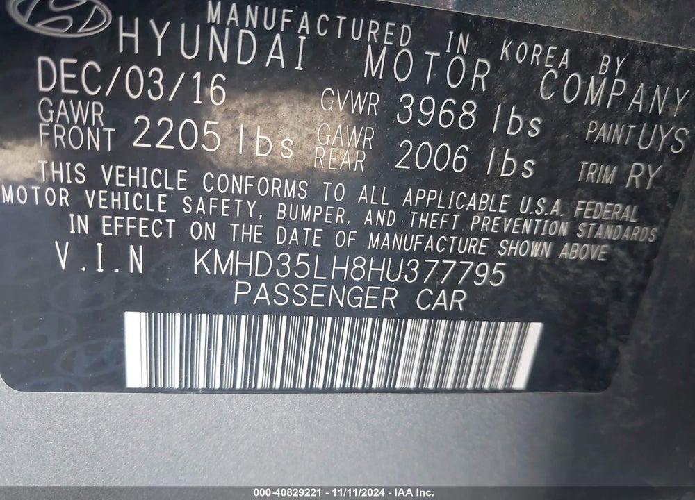 2017 HYUNDAI ELANTRA GT VIN: KMHD35LH8HU377795