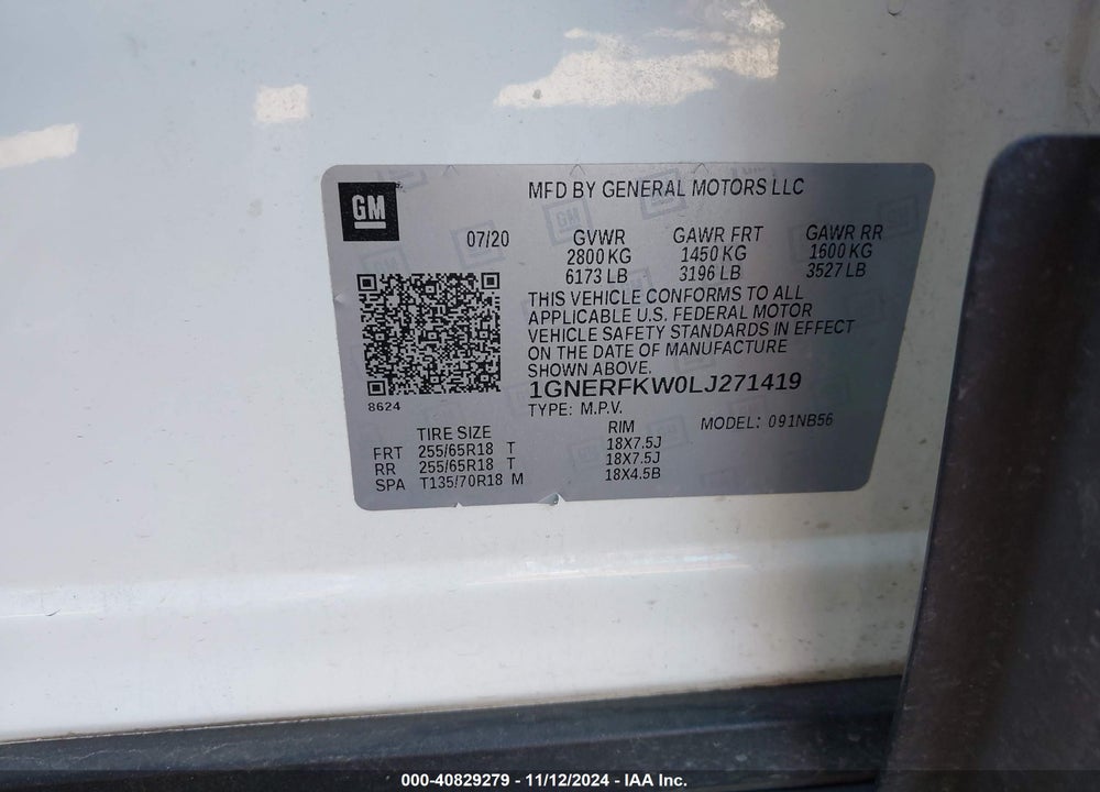 2020 CHEVROLET TRAVERSE FWD LS VIN: 1GNERFKW0LJ271419