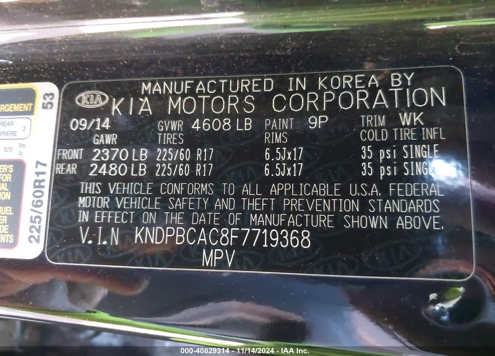 2015 KIA SPORTAGE LX VIN: KNDPBCAC8F7719368