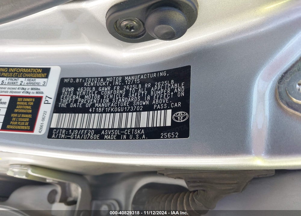 2016 TOYOTA CAMRY SE VIN: 4T1BF1FK0GU173702