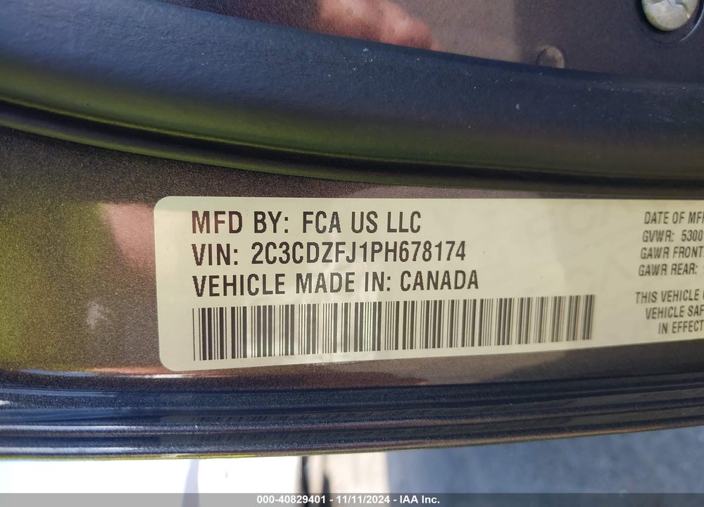 2023 DODGE CHALLENGER R/T SCAT PACK VIN: 2C3CDZFJ1PH678174