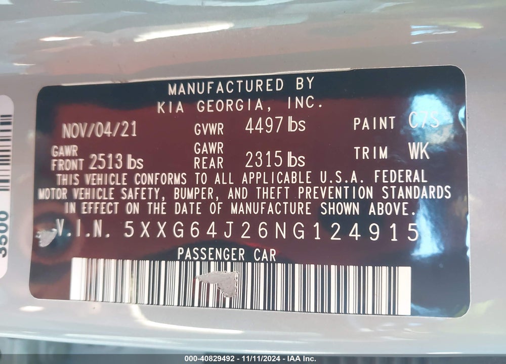 2022 KIA K5 GT LINE VIN: 5XXG64J26NG124915